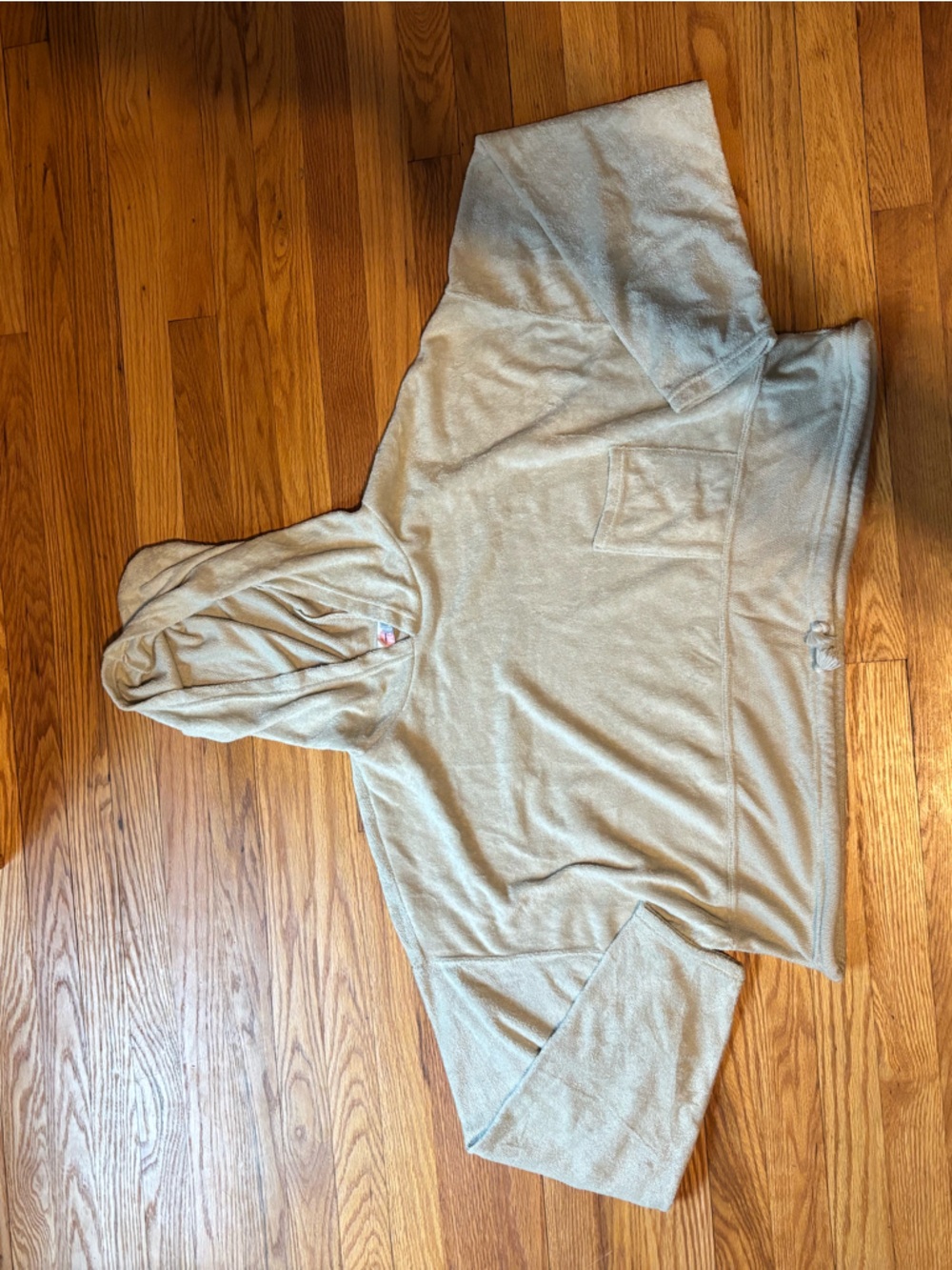 FP Beach Free People Women's Pullover Beige Hooded Sweatshirt / Size Large